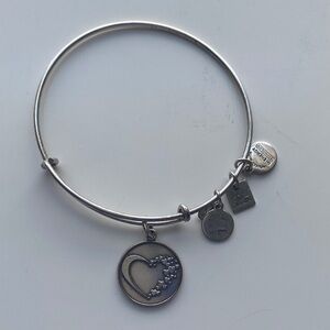 Alex and Ani- Silver heart Charm Bangle Bracelet